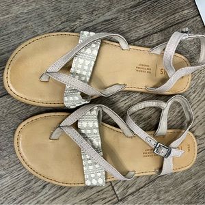 Toms Lexie Novelty Canvas Sandal - Off White - 8.5